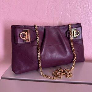 Purple Ferragamo crossbody w/chain